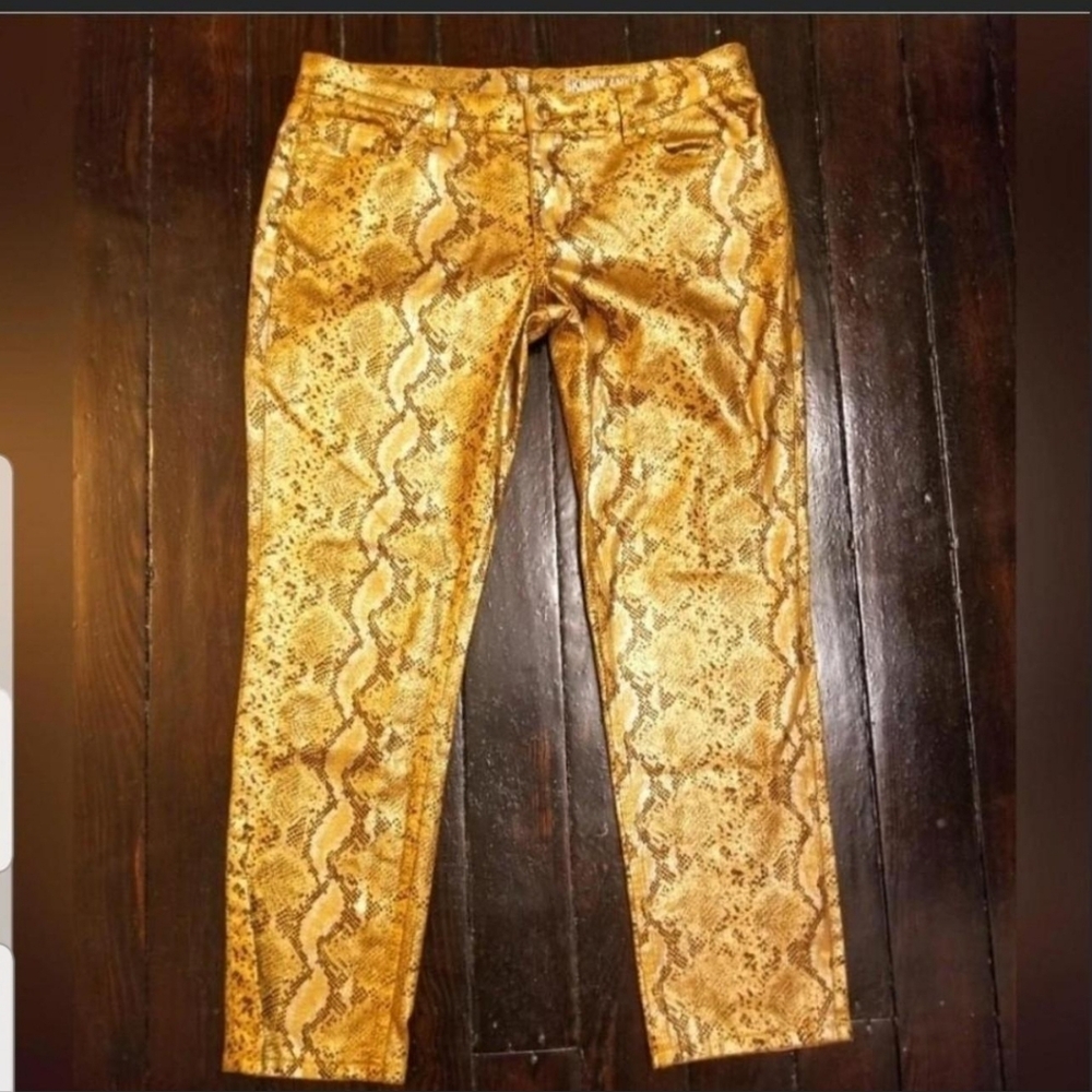 New York & Company Gold Snake Print Skinny Jeans